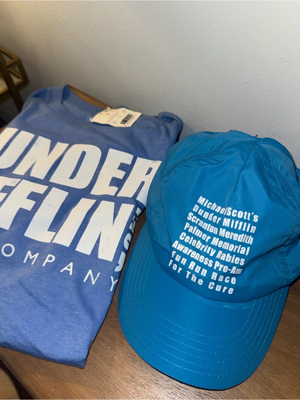 The Office Blue Shirt and Baseball Hat Bundle Dunder Mifflin Official NWT